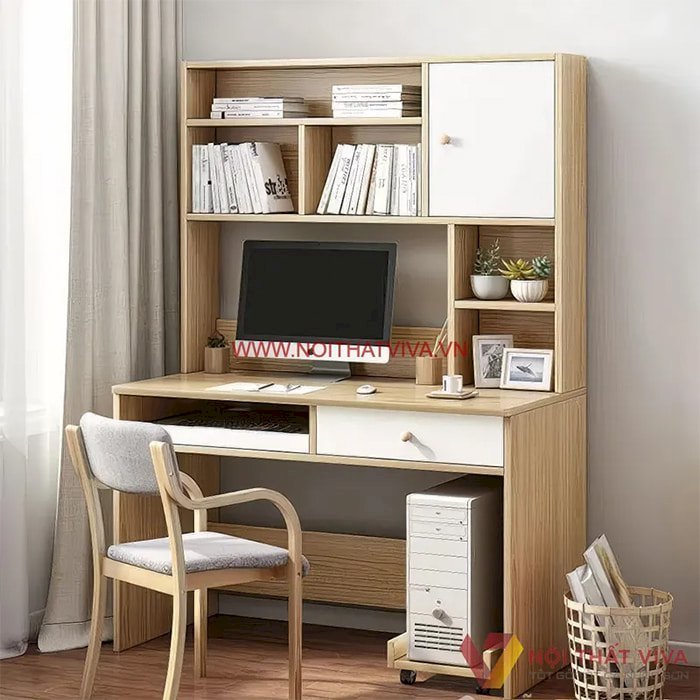 Bàn làm việc tại nhà gỗ MDF thông minh, giá tốt mã BLV-2051.