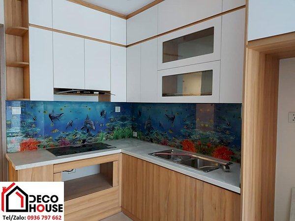 Kính bếp 3D phong cảnh đại dương