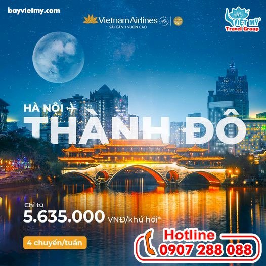 Vietnam Airlines ưu đãi vé máy bay đi Thành Đô