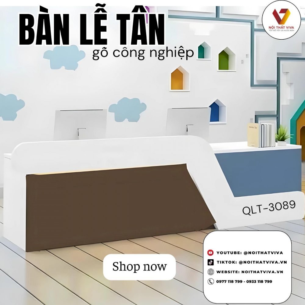 Bàn Lễ Tân Giá Rẻ Gỗ Công Nghiệp Thiết Kế Hiện Đại