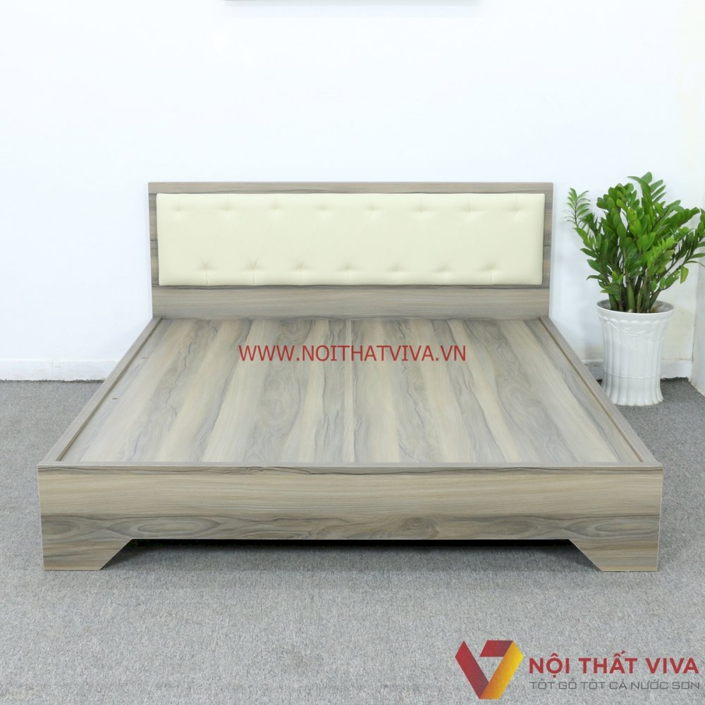 Giường Ngủ Gỗ Chân Cao MDF Phủ Melamine Bọc Nệm Màu Nết