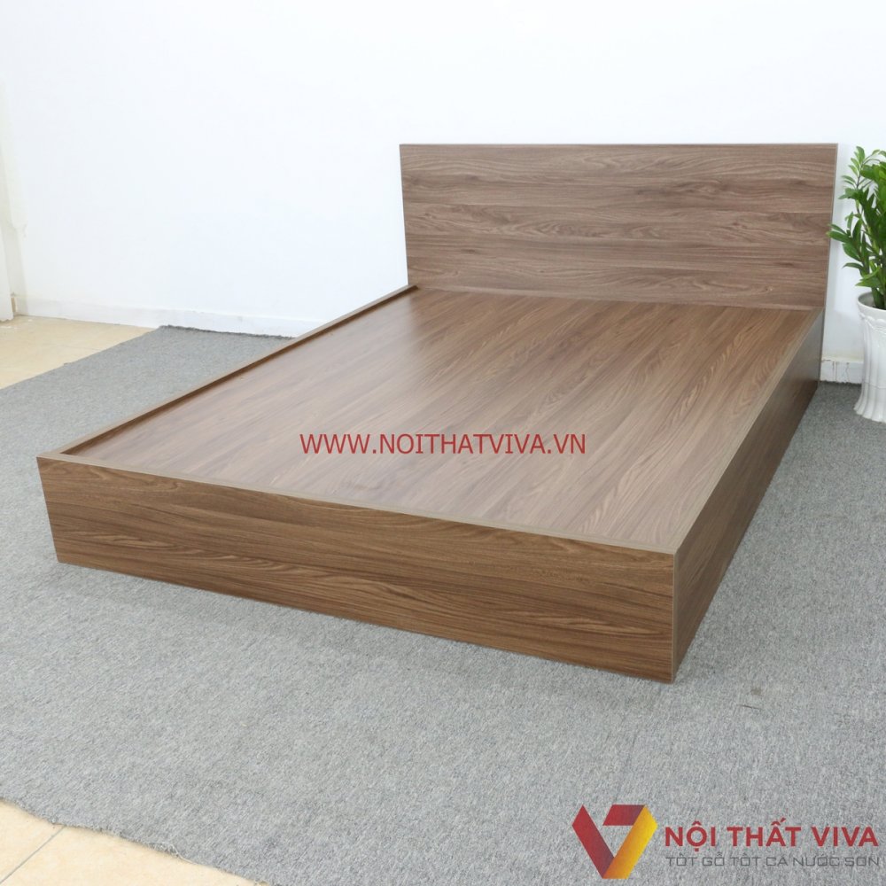 Giường Ngủ Hộc Kéo Gỗ Mdf Melamine Màu Óc Chó Đẹp Giá Rẻ