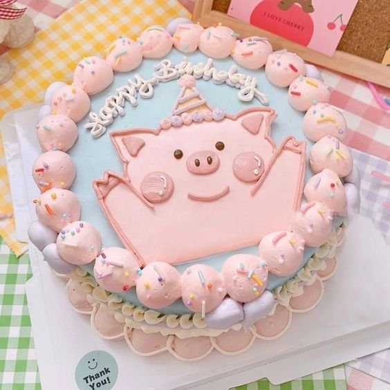 Bánh vẽ hình Totoro/ chó Snoopy/ heo Peppa/ mèo Cinnamoroll/ thỏ hồng/ BT21  dễ thương - Bánh