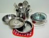 10-piece Playset Metal Pots and Pans Kitchen Cookware for Kids with Cooking Utensils Set_small 1