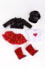 Chic and Sassy - for American Girl Doll - Black Motorcycle Faux Leather Jacket with Paperboy Hat, White T-shirt, Red Skirt and Red Boots - 18 inch Doll Clothes_small 3