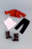 Uptown Girl - 4 piece outfit includes red ruffled jacket, white tank top, black leggings and boots - American Girl Doll Clothes_small 2