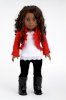 Uptown Girl - 4 piece outfit includes red ruffled jacket, white tank top, black leggings and boots - American Girl Doll Clothes_small 0