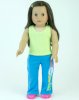 18 Inch Doll Outfit Yoga 2 Pc. Set Fits American Girl Doll Clothes & More! Popular Rhinestone Lime Green Tank Top & Teal Blue Embroidered "Love" Pants_small 0