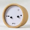 Glomarts Creative Small Round Classic Wood Silent Desk Travel Alarm Clock With Nightlight_small 2