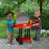 Toddlers Pretend Play Indoor/Outdoor BBQ Grill,Includes Tongs,Spatula,Ketchup,Mustard,Hot Dog,Corn and Chicken_small 0