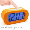 JCC Easy Setting Silicone Protective Cover Digital Silent LCD Large Screen Desk Bedside Alarm Clock with Snooze Light Function Batteries Powered (Orange)_small 0