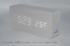 KABB White Wooden Grain Design White Light Decorative Desktop Alarm Clock with Time and Temperature Display - Sound Control - Latest Generation (USB/4xAAA)_small 0