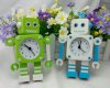 Transformed Robot Desk Alarm Clock Bedside Desk Table Alarm Analogue Clock with Flashing Eyes for Kids Gifts (Green)_small 4
