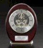 Oval Silver Da Vinci Dial Cherry Wood Clock with Silver Engraving Plate. Unique Anniversary Gift, Employee Recognition Service Award or Retirement Gift_small 0