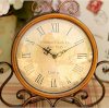 Glodeals European Style Antique Retro Vintage-Inspired Wrought Iron Craft Table Clock Home Decor (Dark Gold)_small 1