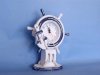 Wooden Rustic Ship Wheel Clock with Rope Pulley and Anchor 17" - Nautical Clock_small 0