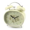 Oval Double Bell Desk Alarm Clock with Backlight Cream_small 1