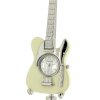 Miniature Ornamental Guitar Novelty Cream Tone Collectors Clock on Stand 9057_small 0