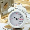Aokdis Cute Lovely White Retro Classic Number/ English Double Bell Desk Table Alarm Clock_small 0