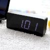 EiioX Wood Grain Clock LED desk alarm clock Time Temperature Date - Sound Control - Latest Generation(Black Skin White LED Light)_small 1