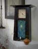 Tall Craftsman Mantel/Shelf Clock With Peacock Feather Tile, Oak Wood with Slate Finish, 15"_small 1