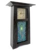 Tall Craftsman Mantel/Shelf Clock With Peacock Feather Tile, Oak Wood with Slate Finish, 15"_small 0