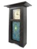 Tall Craftsman Mantel/Shelf Clock With Peacock Feather Tile, Oak Wood with Slate Finish, 15"_small 3
