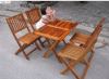 Bộ bàn ghế gỗ cafe  năm nan dọc 