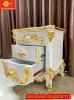 Tủ đầu giường Hoàng gia cổ điển sơn trắng dát vàng VIP – TDG029D_small 1