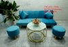 Bàn Ghế Sofa Xanh Dương Nước Biển Vải Nhung - Ảnh 4