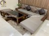 Sofa góc gỗ sồi Nga hàng đẹp, đệm mút Nhật dày 15cm - Ảnh 4