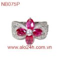 NB075P - Nhẫn bạc đá hồng