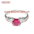 NB080 - Nhẫn bạc đá hồng 