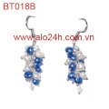 BT018B - Bông tai ngọc trai pha lê xanh trắng