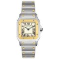  Cartier Women's Santos 18K Gold and Stainless Steel Watch (White)-CARTIER-W20012C4