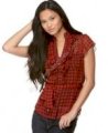 One Clothing Buffalo Plaid Short Sleeve Chiffon Top S1109328