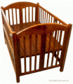 Giường - Cũi trẻ em 2 trong 1, gỗ xoan đào, màu cánh gián 