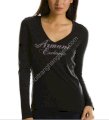 AX Long Sleeve Rhinestone Logo T-shirt-Black  S1009154 