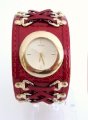 Đồng Hồ Guess Women's W15043L2 Red Leather Gold Case Watch
