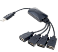 Cable Style Dual-Power 1000mA USB 2.0 4-Port Hub 