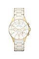 Đồng Hồ Marc by Marc Jacobs Watch, Women's Chronograph Rock White Silicone Wrapped Gold Tone Bracelet MBM2546