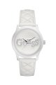 Đồng hồ Guess watch, Women's White Quilted Patent Leather Strap 39mm U10655L1