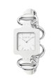 Đồng hồ Gucci Watch, Women's Swiss 1921 White Leather and Stainless Steel Bangle Bracelet 