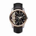 Đồng hồ Fossil Men's ME1099 Black Leather Strap Textured Black Cutaway Analog Dial Chronograph Watch