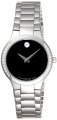 Movado Women's 0606385 Serio Stainless-Steel and Diamond Black Round Dial Watch