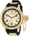 Invicta Men's 1438 Russian Diver Gold Dial Black Polyurethane Watch