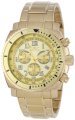 Invicta Men's 0619 II Collection Chronograph Gold Dial 18k Gold-Plated Stainless Steel Watch
