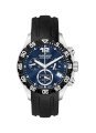 Claude Bernard Women's 10209 3 BUIN Aquarider Blue Chronograph Rotating Bezel Rubber Watch