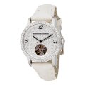 BCBGMAXAZRIA Women's BG6208 Haute Silver-Tone White Leather Watch