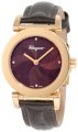 Ferragamo Women's F50SBQ5043 S497 Salvatore Brown Genuine Patent Leather Mother-Of-Pearl Rose Gold Plated Diamond Watch